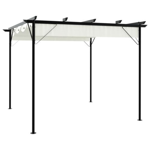 fehér-krémszínű acélpergola behúzható tetővel 3 x 3 m