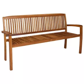 3 személyes rakásolható tömör tíkfa kerti pad 159 cm