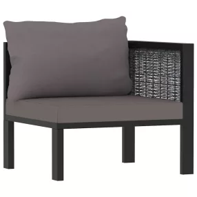   Antracitszürke polyrattan sarokkanapé-elem bal oldali karfával