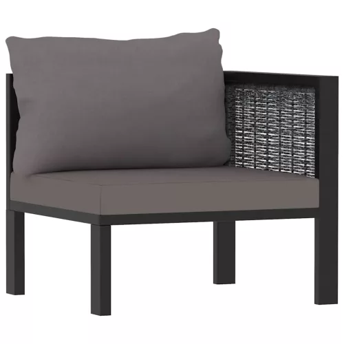Antracitszürke polyrattan sarokkanapé-elem bal oldali karfával