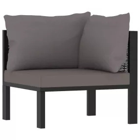   Antracitszürke polyrattan sarokkanapé-elem bal oldali karfával