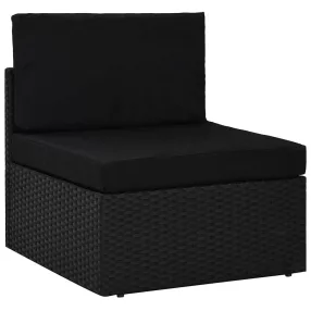 Fekete polyrattan középső kanapéelem