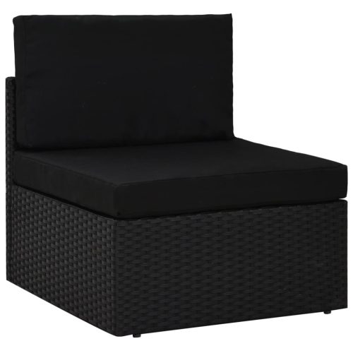 fekete polyrattan középső kanapéelem