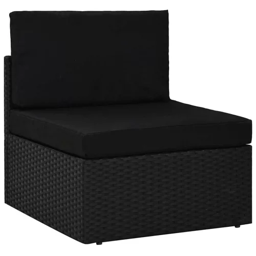 Fekete polyrattan középső kanapéelem