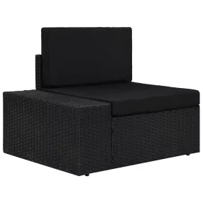 Fekete polyrattan sarokkanapé-elem jobb oldali karfával