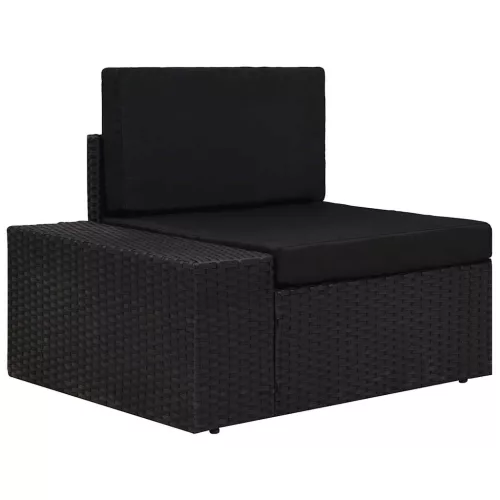 Fekete polyrattan sarokkanapé-elem jobb oldali karfával