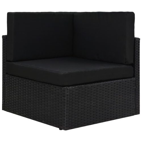 fekete polyrattan sarokkanapé-elem