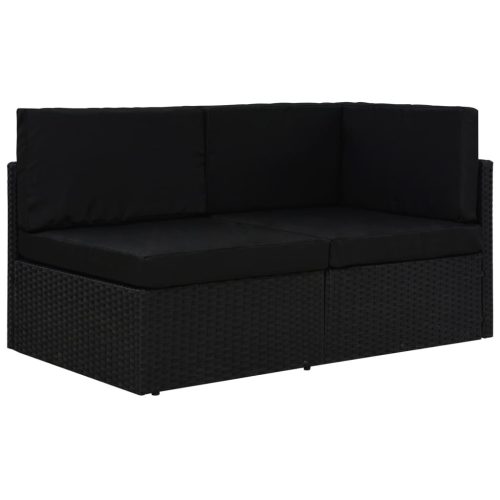 2 személyes fekete elemes polyrattan kanapé