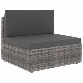 Szürke polyrattan középső kanapéelem
