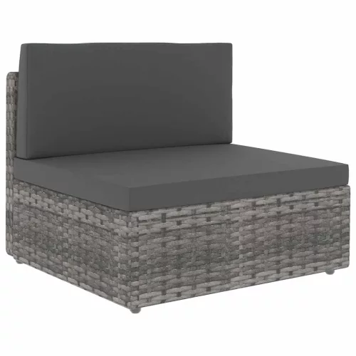 Szürke polyrattan középső kanapéelem