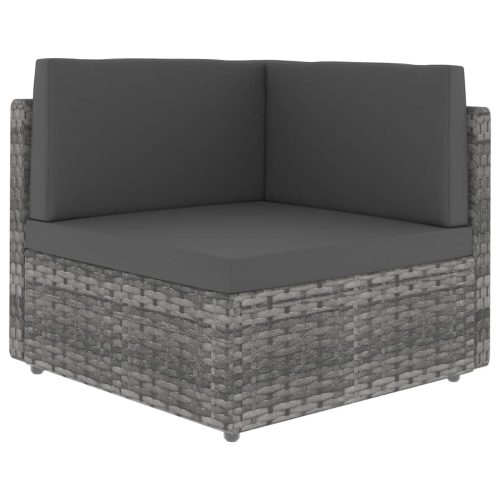szürke polyrattan sarokkanapé-elem