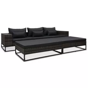  vidaXL 5 részes szürke polyrattan kerti bútorszett párnákkal