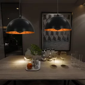   2 darab fekete-arany félgömb alakú mennyezeti lámpa 40 cm E27
