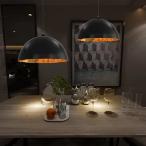   2 darab fekete-arany félgömb alakú mennyezeti lámpa 50 cm E27