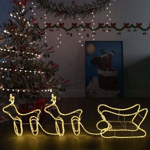 Rénszarvasok és szán kültéri karácsonyi dekoráció 576 LED-del