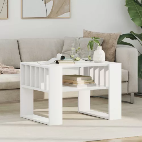 vidaXL Dohányzóasztal Fehér 66 x 49,5 x 45 cm Faanyag
