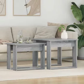 vidaXL Kávasztal Szett 2 pcs Szürke Sonoma Faanyag