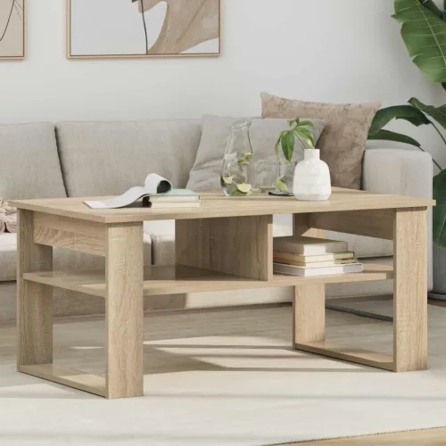 vidaXL Dohányzóasztal tárolóval Sonoma tölgy 96 x 54 x 44 cm Faanyag