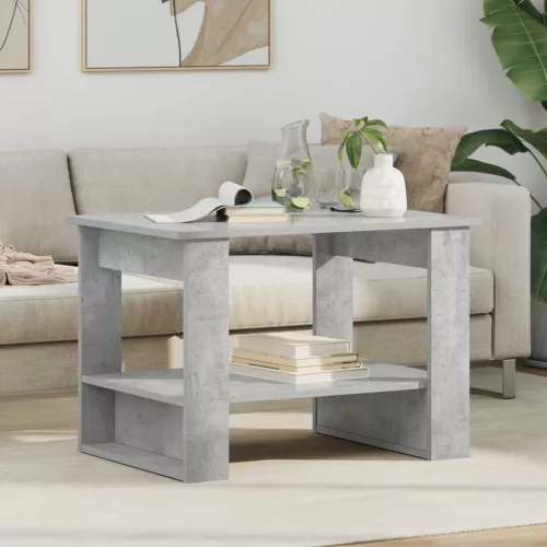 vidaXL Dohányzóasztal Beton Szürke 72 x 50 x 50 cm Faanyag