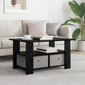   vidaXL Dohányzóasztal fiókkal Fekete tölgy 77 x 55 x 42 cm Faanyag