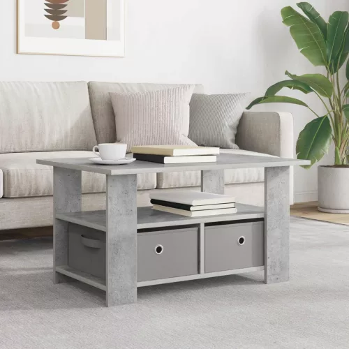vidaXL Dohányzóasztal fiókkal Beton Szürke 77 x 55 x 42 cm Faanyag