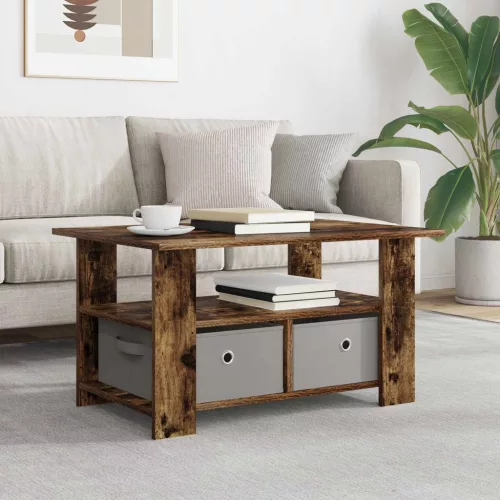 vidaXL Dohányzóasztal fiókkal Füstölt tölgy 77 x 55 x 42 cm Faanyag