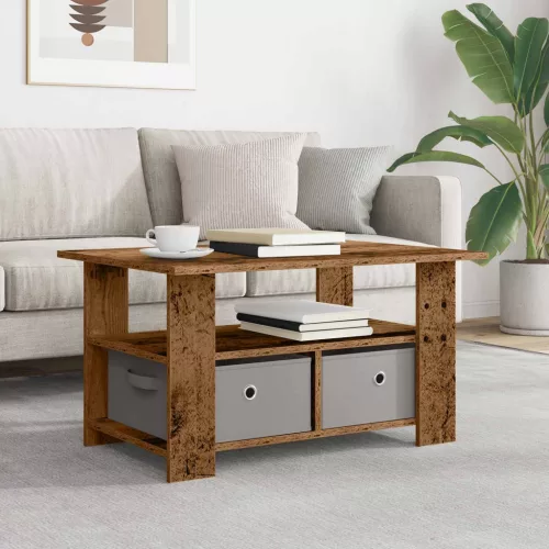 vidaXL Dohányzóasztal fiókkal Öreg fa 77 x 55 x 42 cm Faanyag