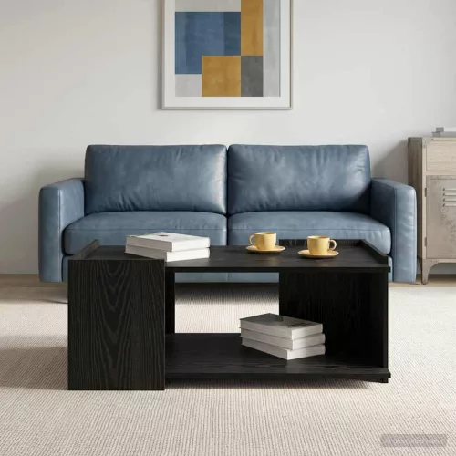 vidaXL Dohányzóasztal Fekete Tölgy 90 x 50 x 33 cm Szerelt Fa