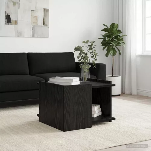 vidaXL Dohányzóasztal Fekete Tölgy 50,5 x 50 x 33 cm Szerelt Fa