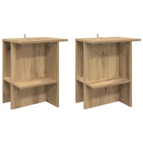   vidaXL Dohányzóasztal 2 pcs Kézműves Tölgy 40 x 30 x 49 cm Szerelt Fa