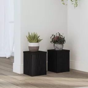  Növényállvány 2 pcs Fekete tölgy 15 x 15 x 20 cm Faanyag