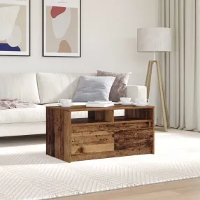   vidaXL Dohányzóasztal fiókkal Öreg fa 90 x 50 x 45 cm Faanyag