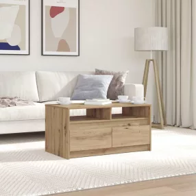   vidaXL Dohányzóasztal fiókkal Művészi tölgy 90 x 50 x 45 cm Faanyag