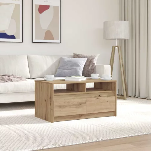 vidaXL Dohányzóasztal fiókkal Művészi tölgy 90 x 50 x 45 cm Faanyag