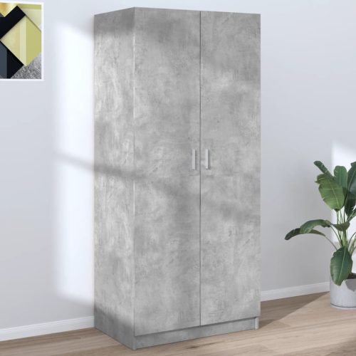 betonszürke szerelt fa ruhásszekrény 80 x 52 x 180 cm