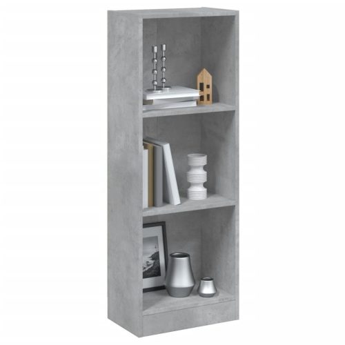 3 szintes betonszürke szerelt fa könyvszekrény 40x24x109 cm
