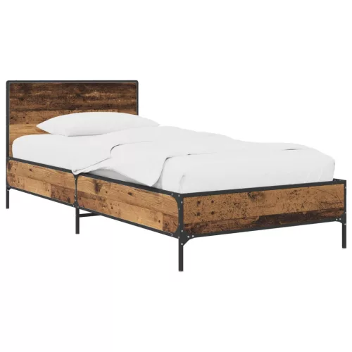 vidaXL Ágykeret támlával Antik Fa 80 x 200 cm Szerelt Fa