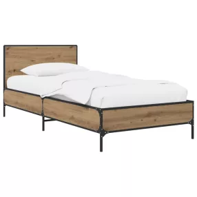  vidaXL Ágykeret támlával Kézműves Tölgy színű 80 x 200 cm Szerelt Fa
