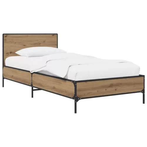 vidaXL Ágykeret támlával Kézműves Tölgy színű 80 x 200 cm Szerelt Fa