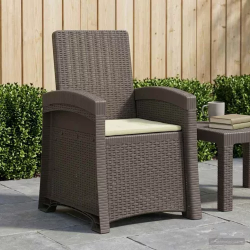 Dönthető kertiszék rattan hatású Világosszürke és Krém PP