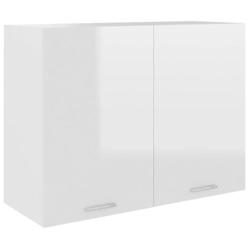 magasfényű fehér forgácslap függő szekrény 80 x 31 x 60 cm
