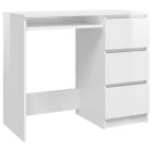 fehér magasfényű szerelt fa íróasztal 90 x 45 x 76 cm