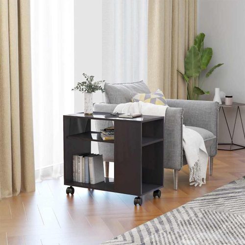 magasfényű szürke szerelt fa kisasztal 70 x 35 x 55 cm