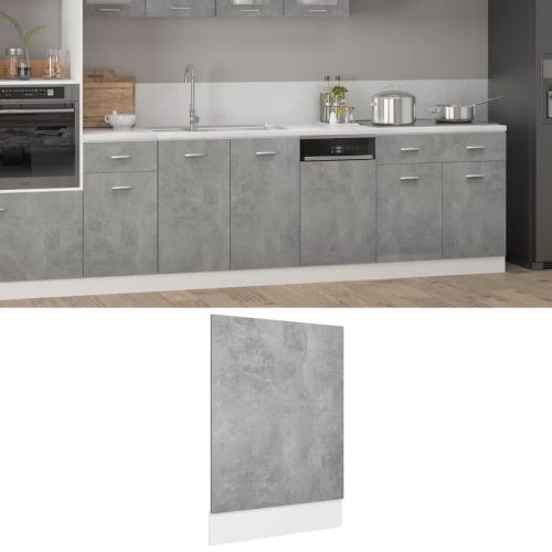 betonszürke szerelt fa mosogatógép-panel 45 x 3 x 67 cm