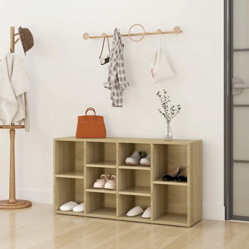 sonoma tölgy színű szerelt fa cipőtároló pad 103 x 30 x 55 cm