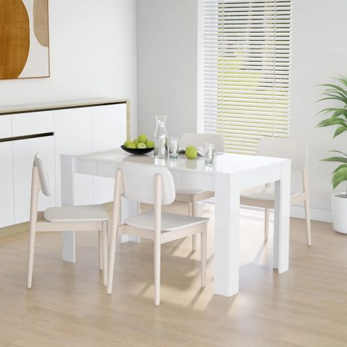 magasfényű fehér forgácslap étkezőasztal 140 x 74,5 x 76 cm