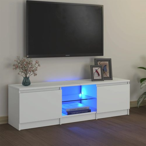  fehér TV-szekrény LED lámpákkal 120 x 30 x 35,5 cm