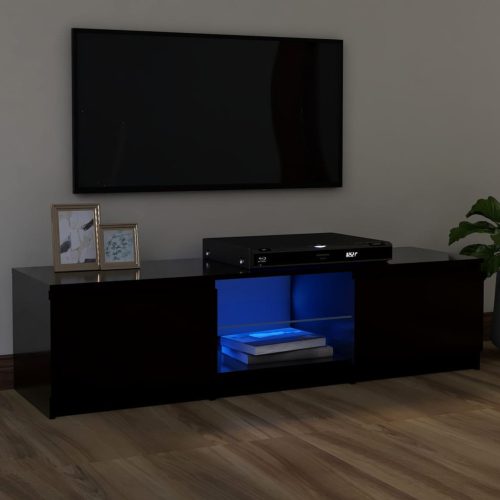 fekete TV-szekrény LED lámpákkal 120 x 30 x 35,5 cm