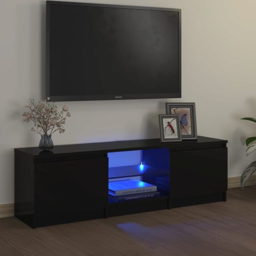  fekete TV-szekrény LED lámpákkal 120 x 30 x 35,5 cm