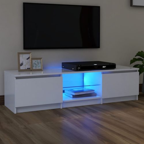 fehér TV-szekrény LED lámpákkal 140 x 40 x 35,5 cm
